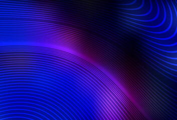 Dark Pink, Blue vector background with curved lines.