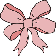 Birthday party bow clipart illustration retro groovy hand drawn style element