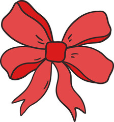 Birthday party bow clipart illustration retro groovy hand drawn style element