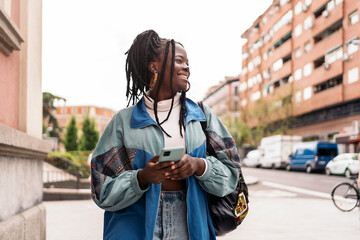 Pretty African Girl Using Phone