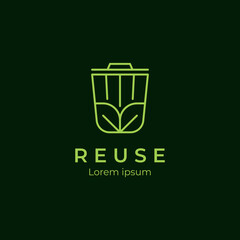 recycle trash logo design for reuse, environment. Recycle bin leaf organic logo icon organic