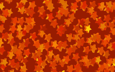 Dark Orange vector pattern with christmas stars.