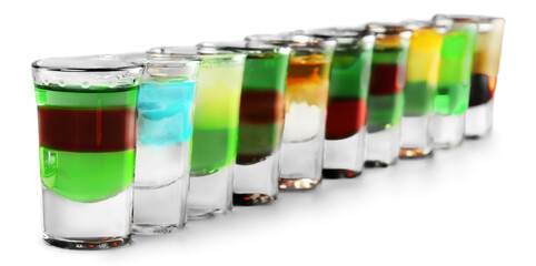 Alcohol in Shot Glasses Isolated