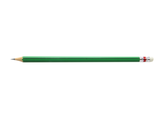 Long-handled black pencil for writing. The end of the handle has an eraser isolated on white background.