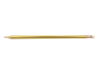 Long-handled black pencil for writing. The end of the handle has an eraser isolated on white background.