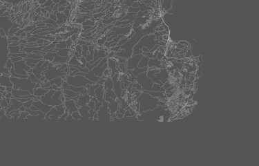 japan city map. vector illustration with black background, white outline, scene with japan city, town, road, street, map urban, location, landmark, transportation. design for print, poster, wallpaper.