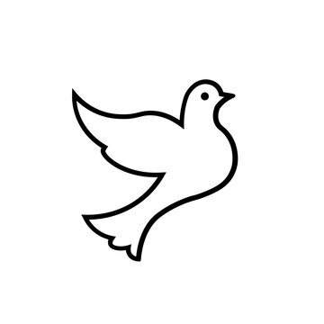 Dove of peace icon collection. Flying dove holding an olive branch as a sign of peace line art vector icon for apps and websites. Dove of peace icon. Flying bird. Peace concept.