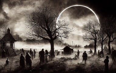 Dark illustration of halloween night parade-4