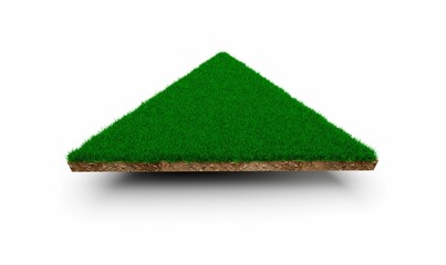 3d rendering of the patch of grass in the form of triangle isolated on white background