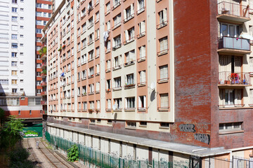 Naklejka premium Railway track of the Petite Ceinture Paris' Abandoned Railway in 13th arrondissement 