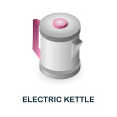 Electric Kettle icon. 3d illustration from kitchen supplies collection. Creative Electric Kettle 3d icon for web design, templates, infographics and more