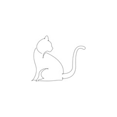 Continuous one line drawing of Cat. Abstract pet logo. Vector illustration