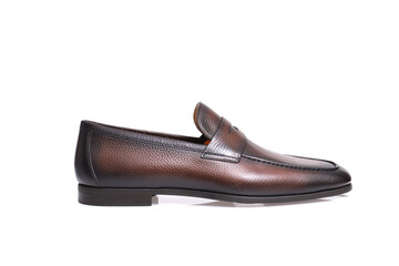 Brown leather shoes isolated on white background