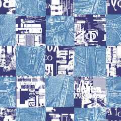 Patchwork pattern of seamlessly continuous jeans,