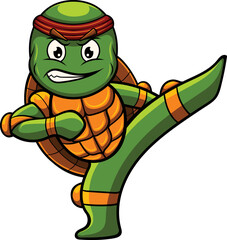 Vector illustration of turtle mascot with ninja pose © harrisaputra