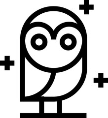 Owl wise bird cartoon linear symbol