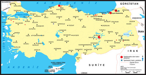 Obraz premium Turkey vintage map. High detailed vector map with pastel colors, cities and geographical borders