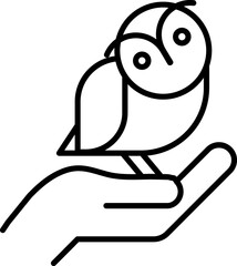 Owl wise bird cartoon linear symbol