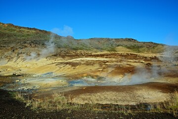 Iceland-view of Seltun Geothermal Area and its surroundinds