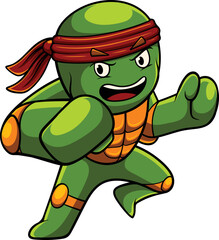 Vector illustration of turtle mascot with ninja pose © harrisaputra