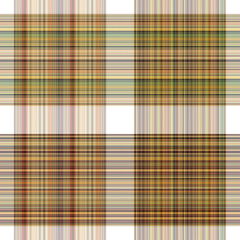 Woodland white tartan seamless pattern textile. Tonal autumnal forest plaid with organic texture. Background of orange stripe for rough wallpaper. 