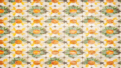 3D rendered seamless floral pattern on tiles 4k texture 