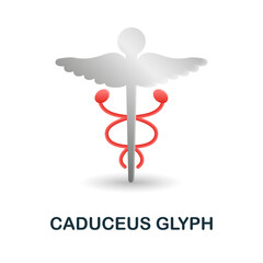 Fototapeta premium Caduceus Glyph icon. 3d illustration from medicine collection. Creative Caduceus Glyph 3d icon for web design, templates, infographics and more