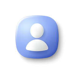 3d user profile icon vector. Avatar or person icon. Profile picture, portrait symbol. Neutral gender silhouette. 3d square button with avatar photo. Blank profile silhouette. Vector
