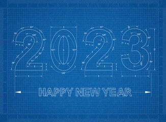 New Year 2023 blueprint - background