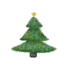 Fluffy Christmas tree decorated with fish, sea tree with fish, New Year at sea, green Christmas tree for the New Year 