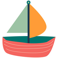 Boat vector illustration in flat color design