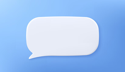 3d speech bubble isolated on blue background. Social network chat box icon. Blank text message balloon. Notification 3d chat speech bubble. Talk dialog board icon. Conversation balloon. Vector
