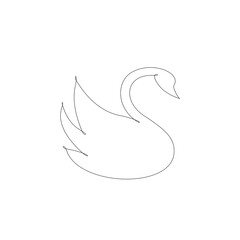 Drawing a continuous line. Goose on white isolated background