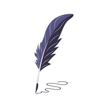 recommend clip art: Fountain pen draws line. Vector illustration of an old ink pen. Symbol of poetry and education