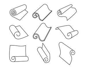 Roll icons set. Vector illustration of roll materials.