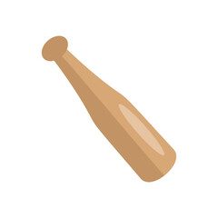 Wooden baseball bat. Flat vector cartoon illustration. Objects isolated on a white background.
