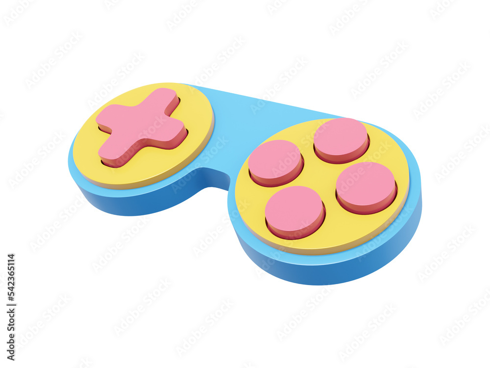 Poster minimalistic console game controller. multicolored isolated icon on white background. 3d rendering.