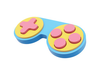 Minimalistic console game controller. Multicolored isolated icon on white background. 3D rendering.