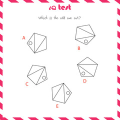 IQ test. Choose correct answer. Set of logical tasks composed of geometric shapes. Vector illustration - Vector 