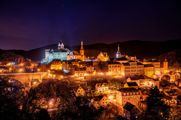 Fototapeta na wymiar City and castle of Loket, Karlovy Vary Region (Karlsbad / Carlsbad), Czech Republic (Czechia) 