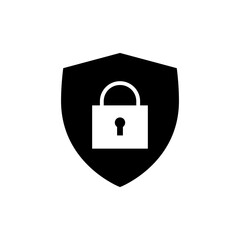 Shield security with lock symbol. Protection, safety, password security vector icon illustration