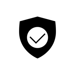 Grey Shield with check mark icon isolated on white background. Protection symbol. Security check Icon