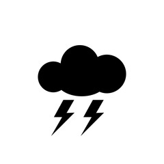 Grey Storm icon isolated on white background. Cloud and lightning sign.