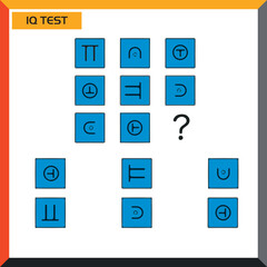 IQ test. Choose correct answer. Set of logical tasks composed of geometric shapes. Vector illustration - Vector 