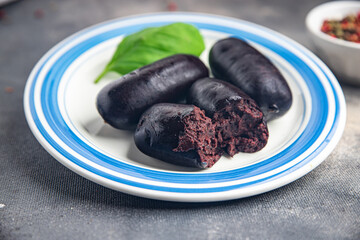 black pudding fresh sausage bloody meat meal food on the table copy space food