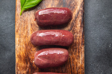 black pudding fresh sausage bloody meat meal food on the table copy space food