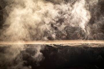 Fire smoke in the basement, close-up view