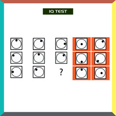 Fototapeta na wymiar IQ test. Choose correct answer. Set of logical tasks composed of geometric shapes. Vector illustration - Vector 
