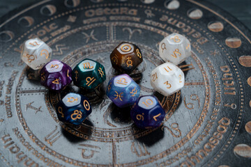 Zodiac horoscope with divination dice