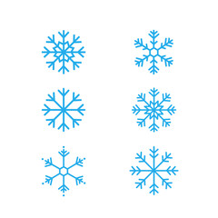 Set of blue snowflakes without background .Vector snowflakes.